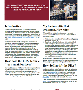 Washington State Very Small Food Processors: An Overview of What You Need to Know About FSMA