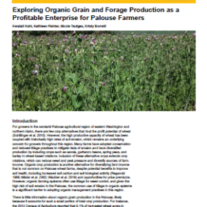 Exploring Organic Grain and Forage Production as a Profitable Enterprise for Palouse Farmers