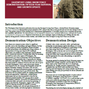 Davenport Living Snow Fence Demonstration: Fifteen-Year Survival and Growth Update