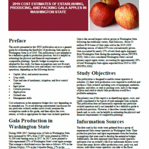 Cost Estimates of Establishing, Producing and Packing Gala Apples in Washington