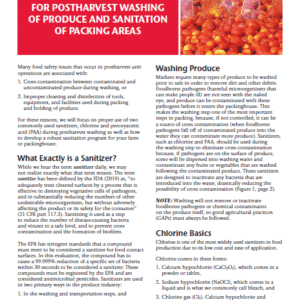 Food Safety Considerations for Postharvest Washing of Produce and Sanitation of Packing Areas, Equipment, and Tools