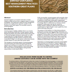 Jointed Goatgrass Best Management Practices Southern Great Plains