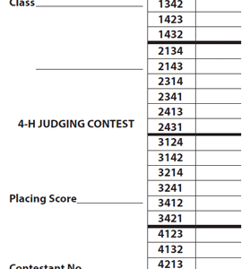 Placing Card 4-H Judging Contest