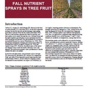 Fall Nutrient Sprays in Tree Fruit
