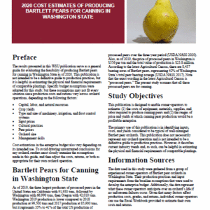 2020 Cost Estimates of Producing Bartlett Pears for Canning in Washington State