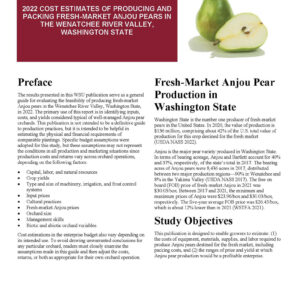 2022 Cost Estimates of Producing, and Packing Fresh-Market Bartlett Pears in South Washington