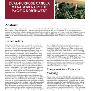 Dual-Purpose Canola Management in the Pacific Northwest