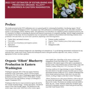 2022 Cost Estimates of Establishing and Producing Organic 'Elliott' Blueberries in Eastern Washington