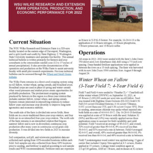 WSU Wilke Research and Extension Farm Operation, Production, and Economic Performance for 2022