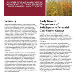 Establishment and Management of Switchgrass for Forage and Biofuel under Irrigation (Oilseed Series)