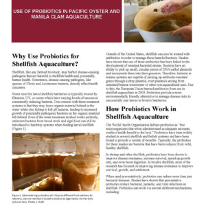 Use of Probiotics in Pacific Oyster and Manila Clam Aquaculture