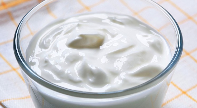 A cup of white yogurt.