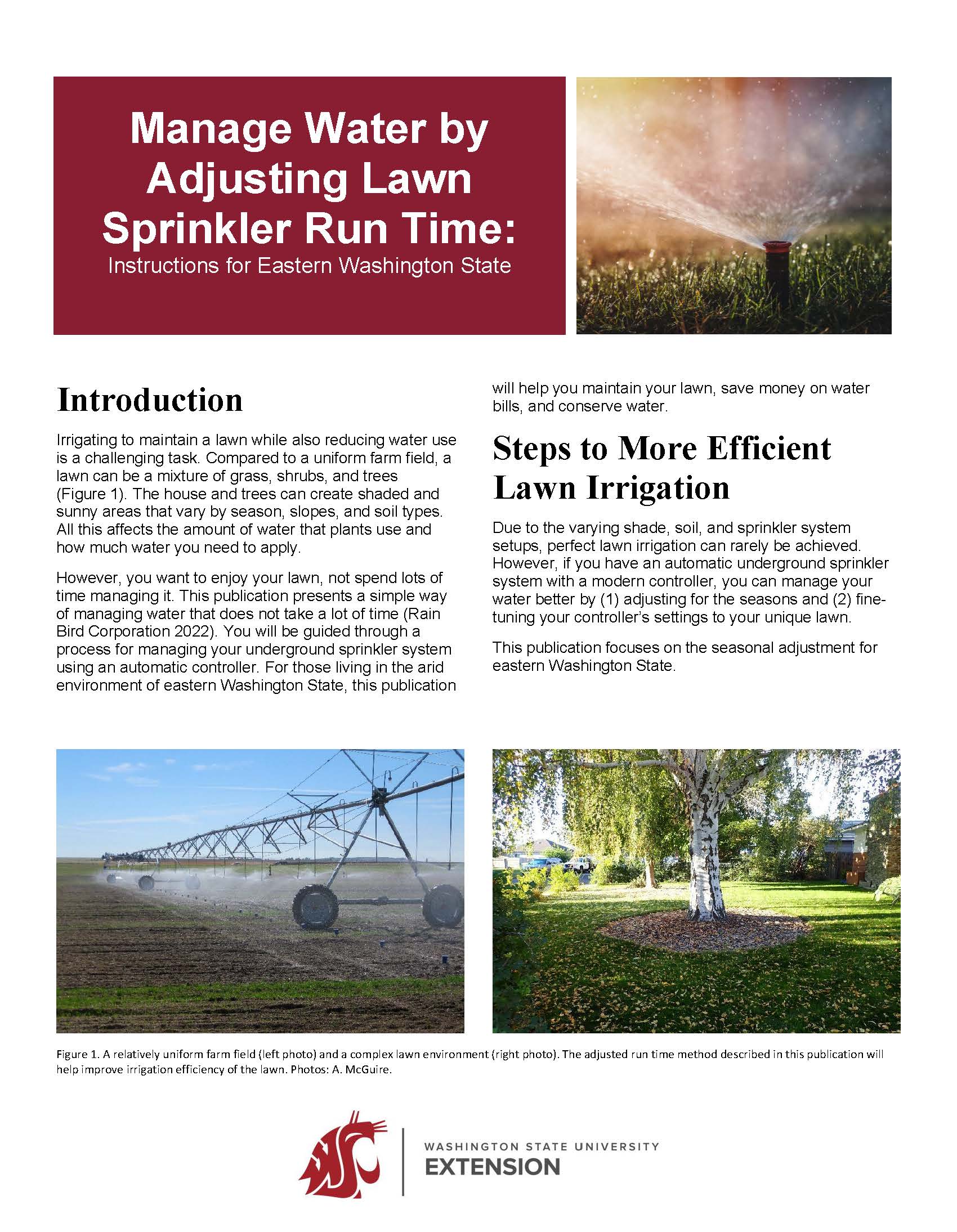 Manage Water by Adjusting Lawn Sprinkler Run Time: Instructions for Eastern Washington State