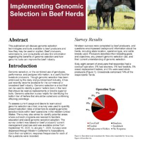 Implementing Genomic Selection in Beef Herds