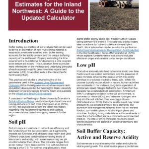 Lime Requirement Estimates for the inland Northwest: A guide to the updated Calculator