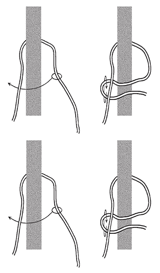 Illustration of how to tie a quick-release knot.