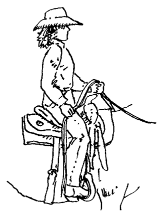 Person sitting is western riding position