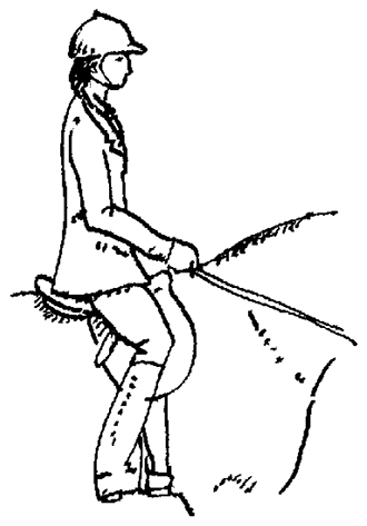 Person sitting in hunt seat position