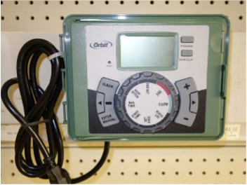 Wall mounted irrigation controller.