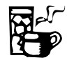 A cartoon of an iced beverage in a glass and warm beverage in a mug.
