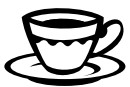 A cartoon of a teacup on a plate.