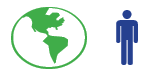 Sustainability symbols. A green earth symbol for "Environmental" and a purple human for "Social".