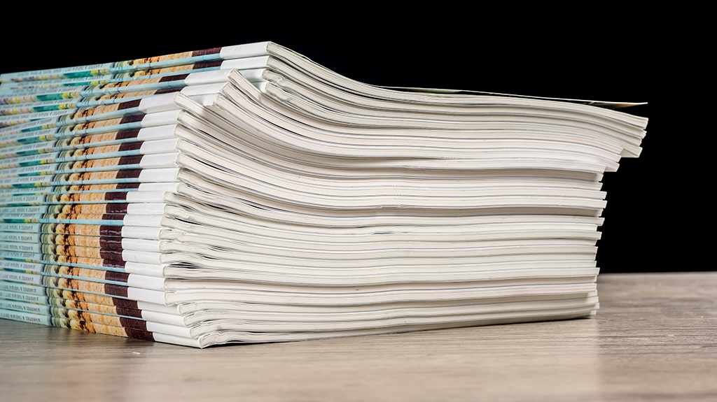 Stack of magazines.