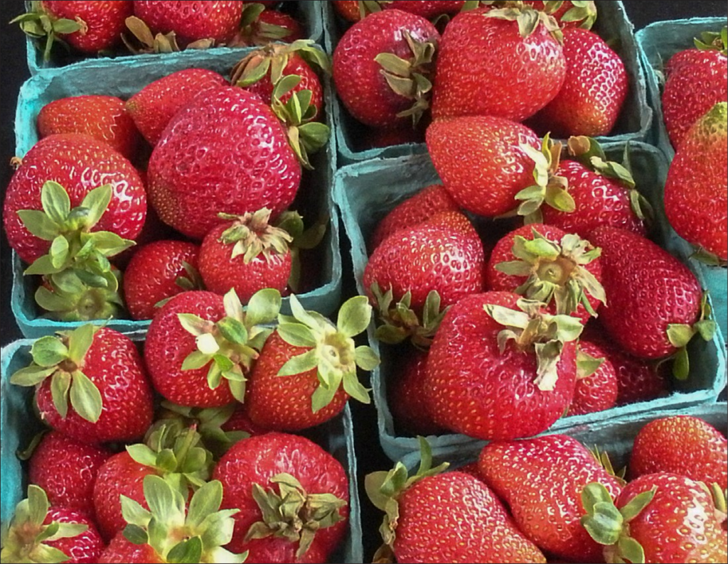 Strawberries in pint containers.