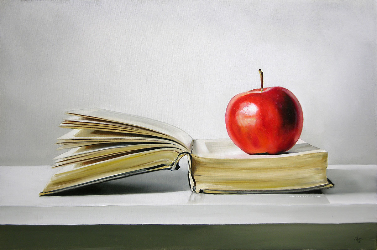 apple on a book