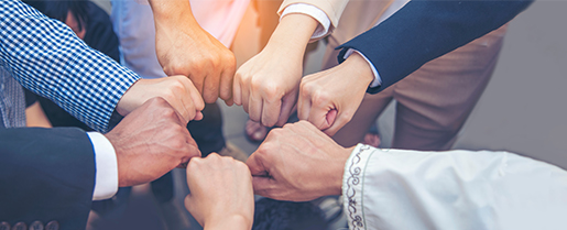 A group of Hands coming together in the middle