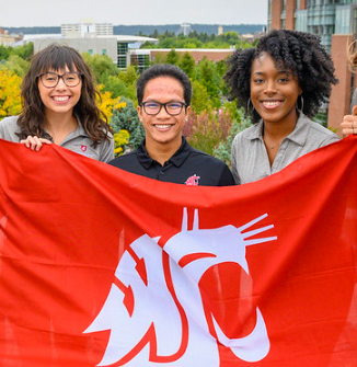 WSU Students With flag