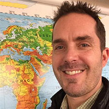 Erik deVeer in his fifth-grade classroom.