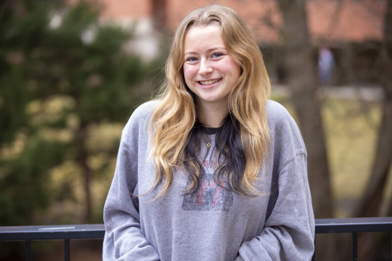 Student Sadie Chamberlain smiling at camera.