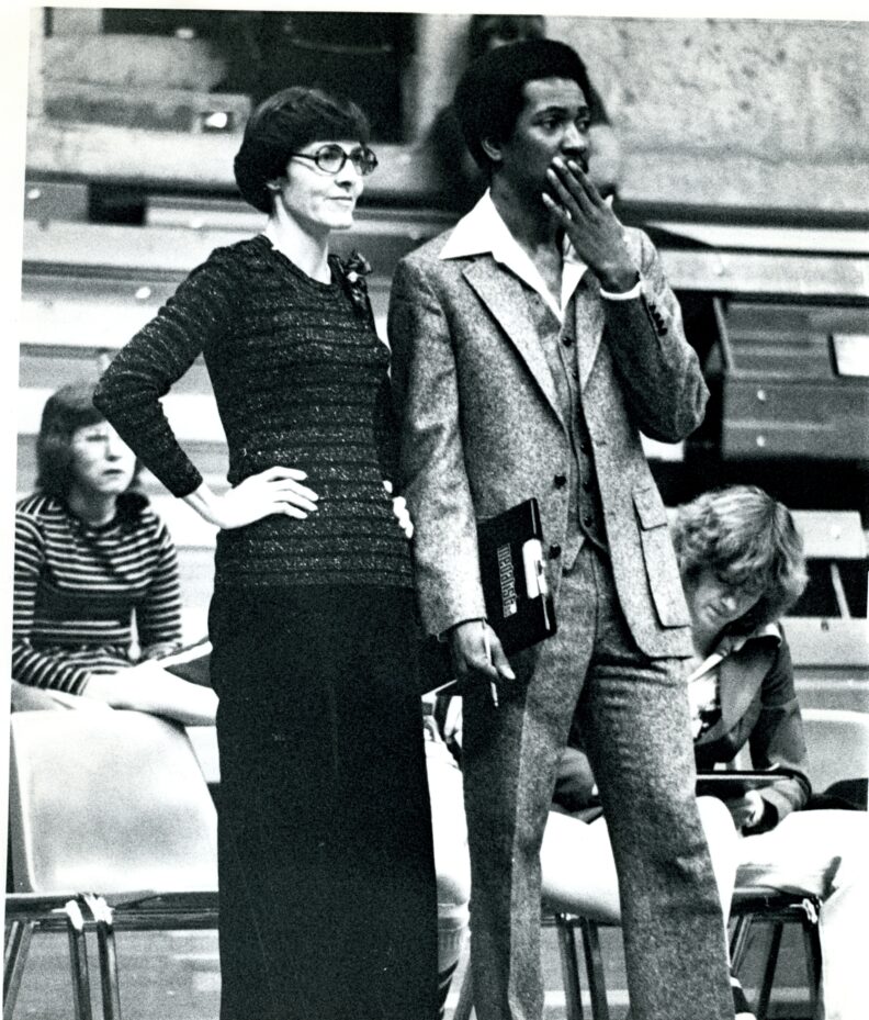 Sue Durrant coaching on the sidelines.