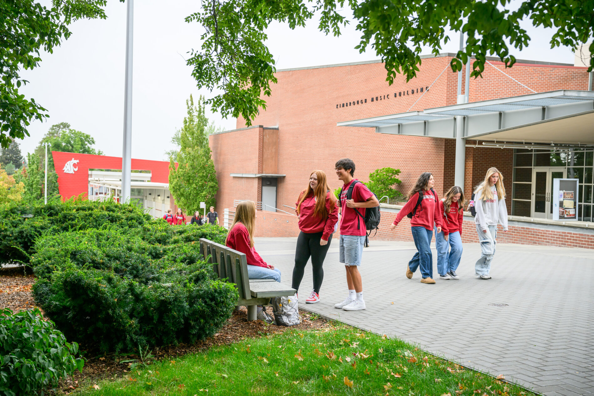 Student groups talking on Campus