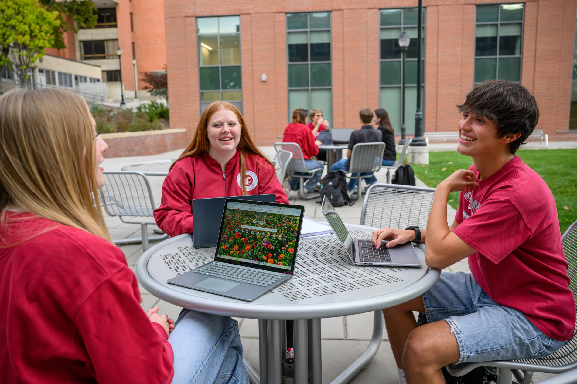 Students-on-campus sitting and talking