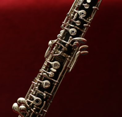 a close up photo of the neck of an oboe