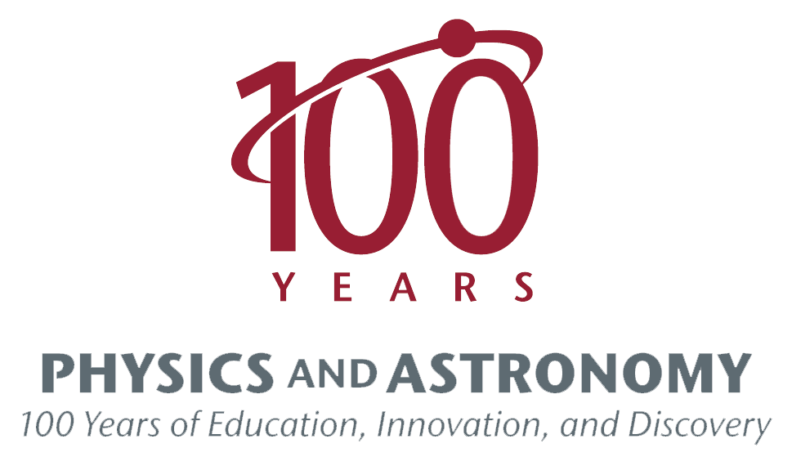 100 years physics and astronomy logo