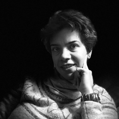 Banafsheh Molki head shot in black and white