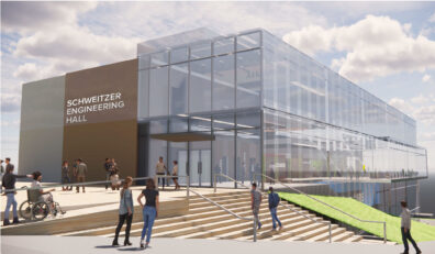 Artist rendering of the new Schweitzer Engineering Hall.