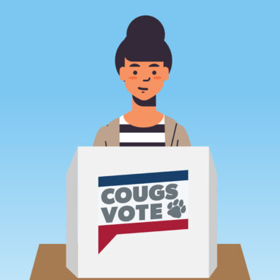 Illustration of an individual using a voting hub