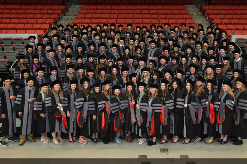 Entire 2024 graduating class in their caps and gowns.