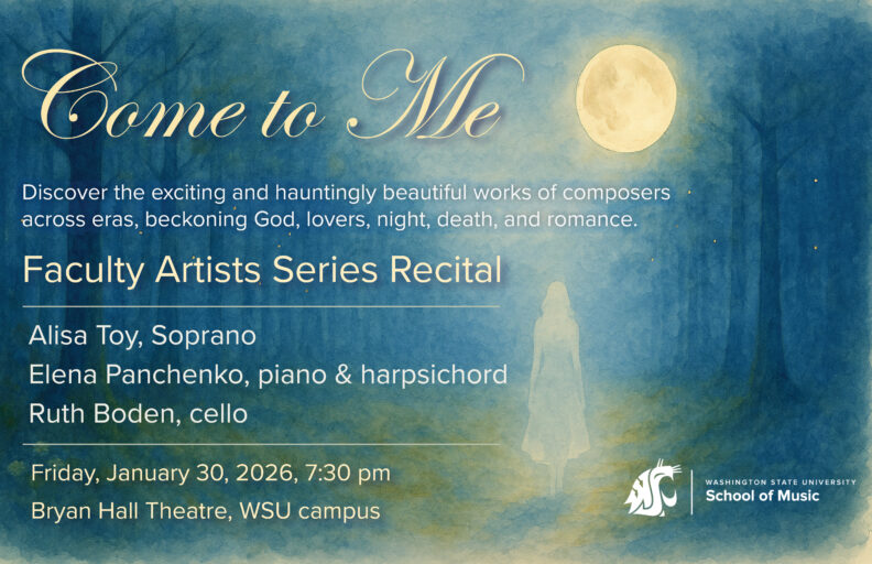 Poster for Faculty Artist Series Concert. All info is listed in text on the calendar.