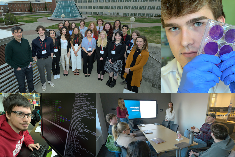 Collage of four images representing student involvement in the EschLEAD Program.