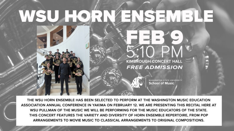This is a poster for the WSU Horn Ensemble Concert. All the information is on the calendar page.