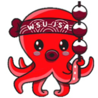 Picture of a red cartoon octopus mascot