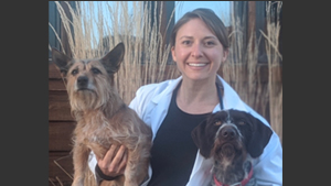 Chloe with two dogs.