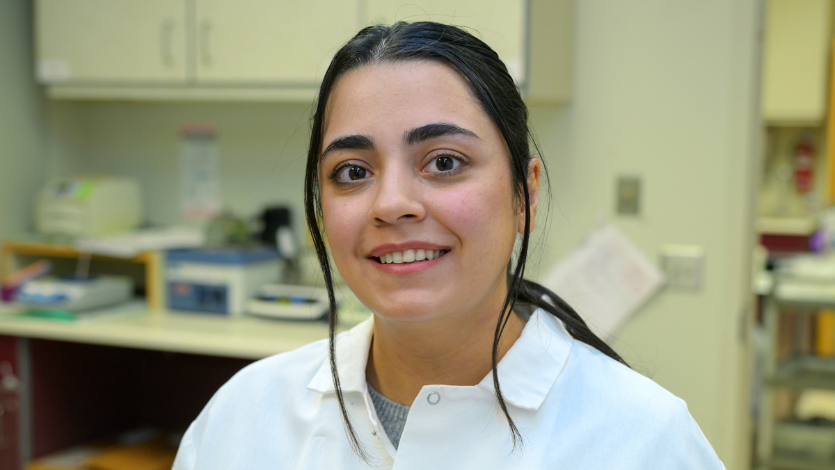 Nafise in a lab on campus.