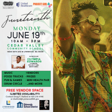 Cedar Valley Community School Juneteenth event small square advertisement.