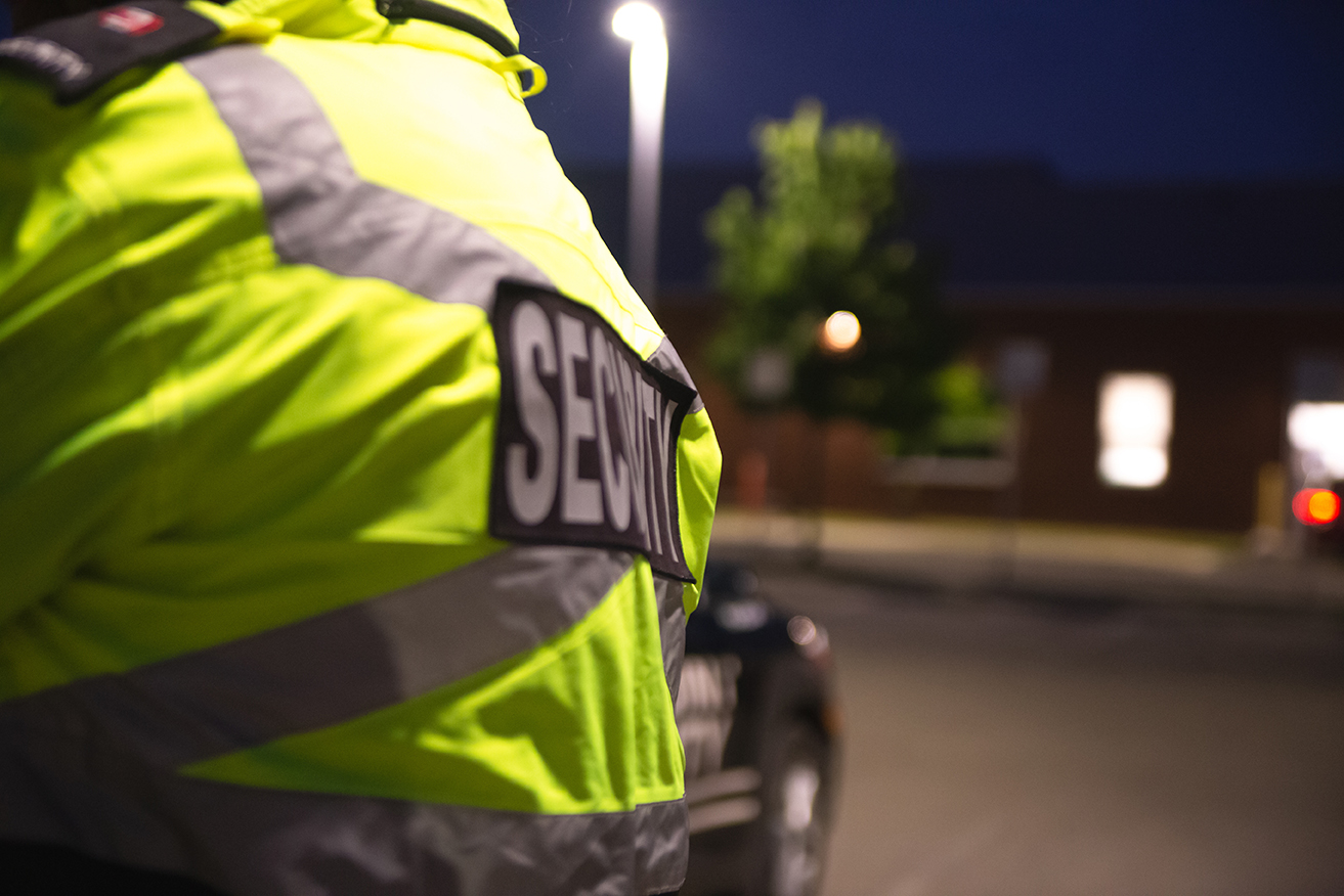 Security guard patrolling at school